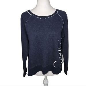 Calvin Klein Cropped Performance Dry Womens Sweatshirt Large Navy Blue Measure